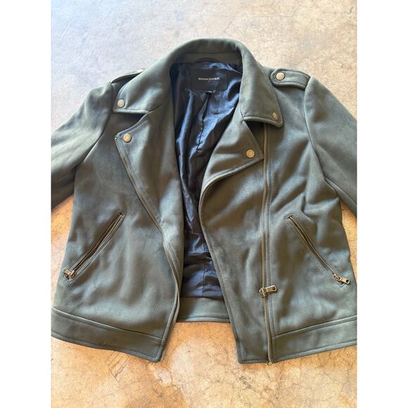 Banana Republic Women’s Olive Moto Jacket Vegan Suede XS - Picture 8 of 15